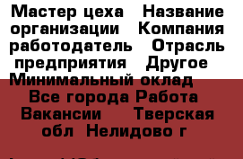 Мастер цеха › Название организации ­ Компания-работодатель › Отрасль предприятия ­ Другое › Минимальный оклад ­ 1 - Все города Работа » Вакансии   . Тверская обл.,Нелидово г.